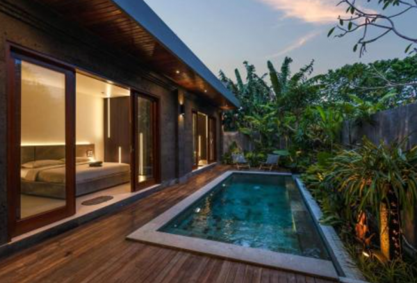 Villa minimalis dengan kolam renang pribadi